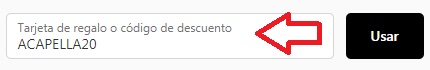 ?Como usar el codigo de descuento Acapella?