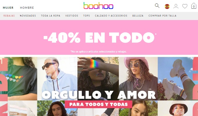 Pagina de inicio boohoo