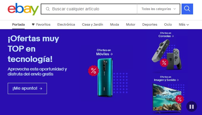 Pagina de inicio eBay