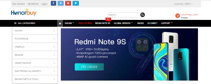 Pagina de inicio Honorbuy