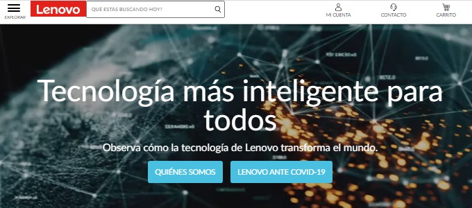 Pagina de inicio Lenovo México