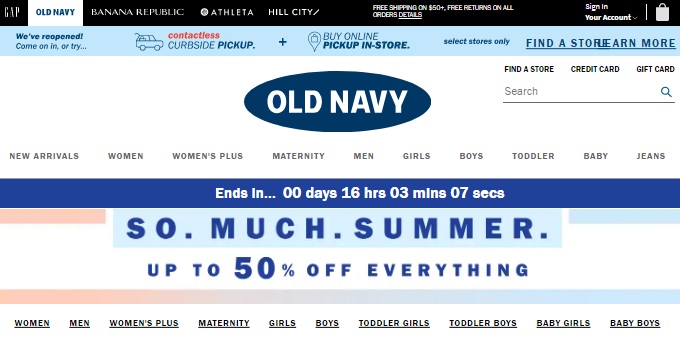 Pagina de inicio Old Navy