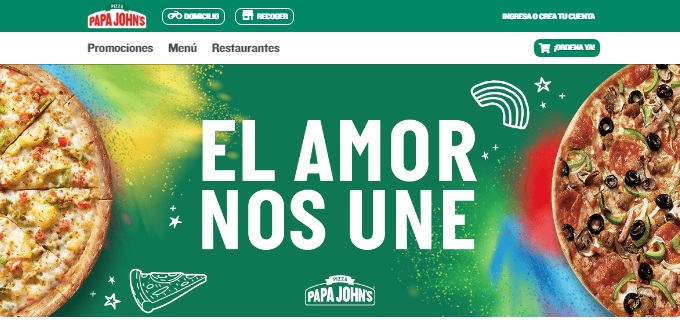 Pagina de inicio Papa John's