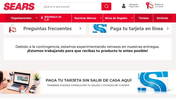 Pagina de inicio Sears