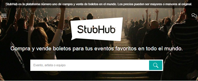 Pagina de inicio StubHub