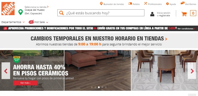 Pagina de inicio The Home Depot