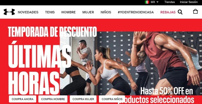 Pagina de inicio Under Armour México