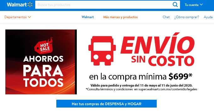 Pagina de inicio Walmart México